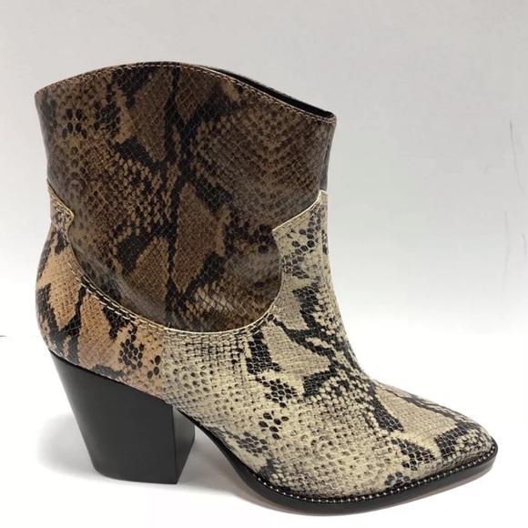 Schutz Women’s Haven Leather Snake Print Boots, Size 10 M